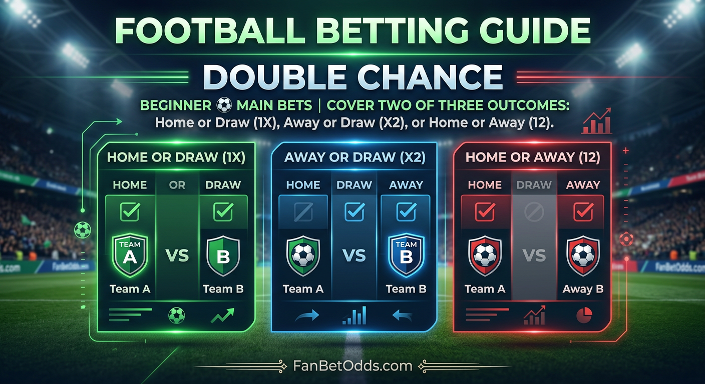 Double Chance betting guide - cover two of three outcomes (1X, X2, 12) for World Cup 2026